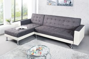 Sofa narożna Confort szaro-biała (z funkcją spania)