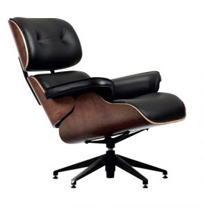 Czarny skórzany fotel Lounge Chair