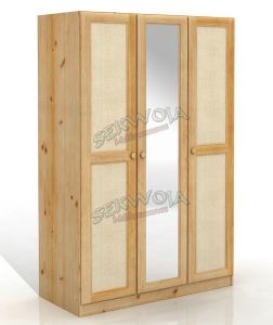 Szafa sosnowa Rattan 3D z lustrem