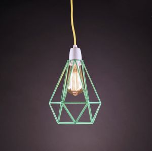 Filamentstyle :: Lampa wisząca Diamond #1 miętowo/żółta - klosz: miętowy || kabel: żółty