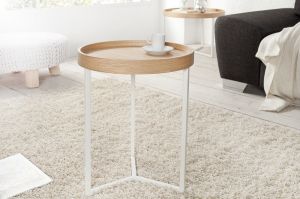 Stolik kawowy Honey 40 cm biały dąb