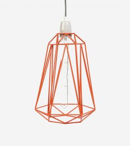 Filamentstyle :: Lampa wisząca Diamond #5 pomarańczowo/szary - klosz: pomarańczowy || kabel: szary