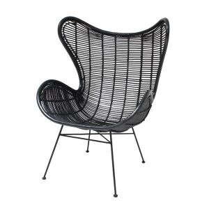 HK Living :: Fotel rattanowy czarny - Silver