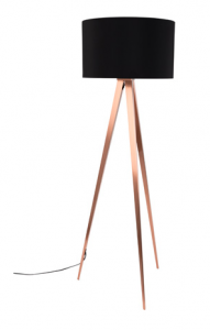 Zuiver :: Lampa Podłogowa Tripod Cooper czarna (miedziana podstawa)