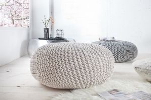 Puf/podnóżek Knitted Ball 80 cm biały - biały