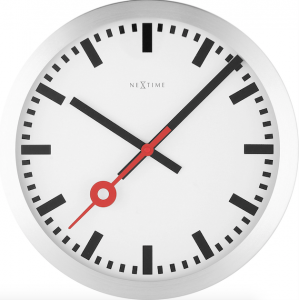 Nextime :: Zegar Ścienny Station Ø 35 cm Srebrny