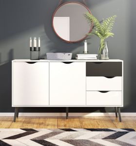Duża komoda Oslo 3+2 biało-czarna
