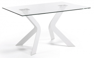 LaForma :: Stół VIRGINIA 150 x 90 cm Szklany, Nogi Epoksydowe Białe