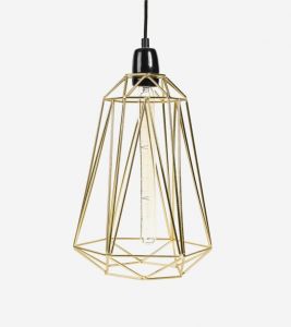 Filamentstyle :: Lampa wisząca Diamond #5 złoto/czarna - klosz: złoty || kabel: czarny