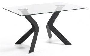 LaForma :: Stół VIRGINIA 150 x 90 cm Szklany, Nogi Epoksydowe Czarne