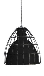 KASPA :: Lampa wisząca Frame L czarna z czarno-białym przewodem