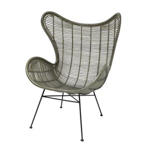 HK Living :: Fotel rattanowy EGG oliwkowy