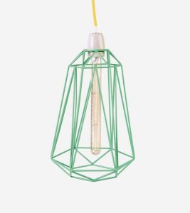 Filamentstyle :: Lampa wisząca Diamond #5 miętowo/ żółta - klosz: miętowy || kabel: żółty