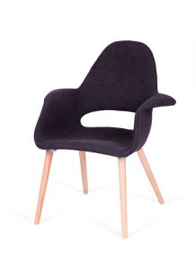 Tapicerowany fotel do jadalni Plush Arm ciemny grafit