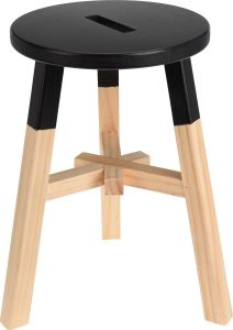 Stołek drewniany 39 cm czarny