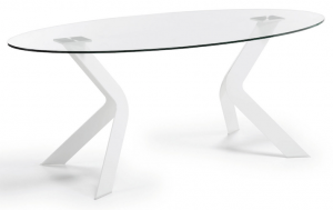 LaForma :: Stół Owalny VIRGINIA - O 200 x 110 cm Nogi Epoksydowe Białe
