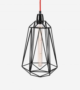Filamentstyle :: Lampa wisząca Diamond #5 czarno/czerwony - klosz: czarny || kabel: czerwony