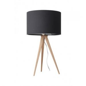 Zuiver :: Lampa stołowa Tripod Wood Black - czarny klosz, drewniane nóżki