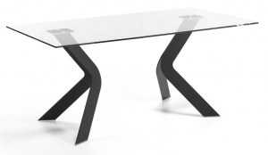 LaForma :: Stół VIRGINIA 180 x 90 cm Szklany, Nogi Epoksydowe Czarne