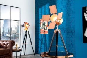 Lampa stołowa Movie I miedziana - czarny, miedziany \ rozmiar (w przybliżeniu): 35cm x 65cm || abażu