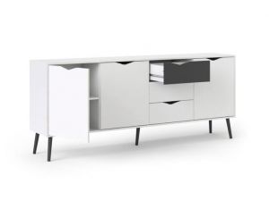 Szeroka komoda Oslo 3D+3S biało-czarna