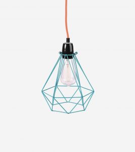 Filamentstyle :: Lampa wisząca Diamond #1 niebiesko/pomarańczowa - klosz: niebieski || kabel: pomara