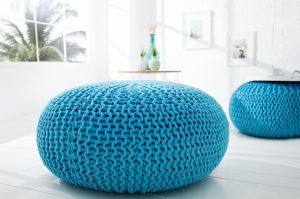 Puf/podnóżek Knitted Ball 70 cm - turkusowy