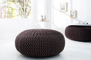 Puf/podnóżek Knitted Ball 70 cm - ciemnobrązowy
