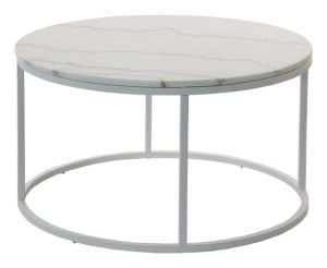 RGE :: Stolik kawowy Accent śr. 85 cm biały - marmurowy blat
