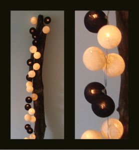 Cotton Ball Lights :: Black & Shell 35 kul