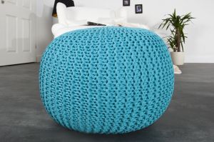Puf/podnóżek Knitted Ball - turkusowy - turkusowy