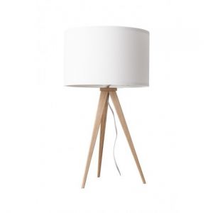 Zuiver :: Lampa stołowa Tripod Wood White - biały klosz, drewniane nóżki