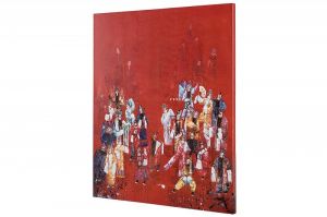 Obraz olejny Asian Theatre 120x100 cm czerwony
