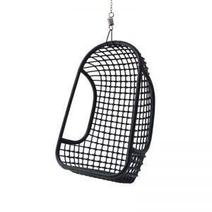 HK Living :: Wiszący fotel rattanowy czarny - Silver