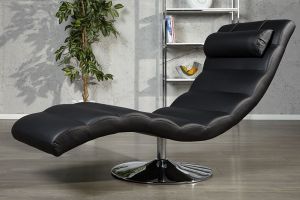 Leżanka Relax - czarna - czarny, srebrny