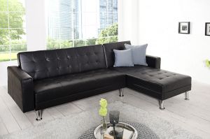 Sofa narożna Confort czarna (z funkcją spania)