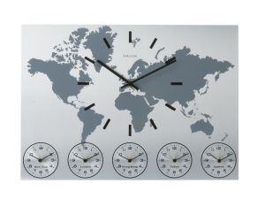 Karlsson :: Zegar ścienny World Time alu