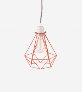 Filamentstyle :: Lampa wisząca Diamond #1 pomarańczowo/szara - klosz: pomarańczowy || kabel: szary