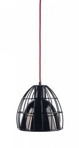 KASPA :: Lampa wisząca Frame L czarna z czerwonym przewodem
