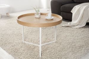 Stolik kawowy Honey 60 cm brązowo-biały