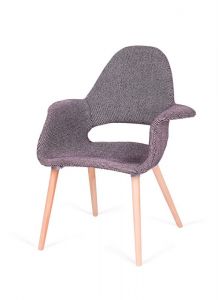 Tapicerowany fotel do jadalni Plush Arm zebra czarno biała