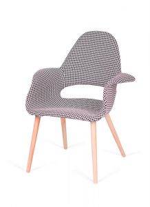 Tapicerowany fotel do jadalni Plush Arm zebra beżowa biała