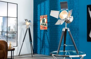 Lampa stołowa Movie I srebrna - czarny, chrom \ rozmiar (w przybliżeniu): 35cm x 65cm || abażur: 15c