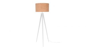 Zuiver :: Lampa Podłogowa Tripod Cork biała, abażur korkowy