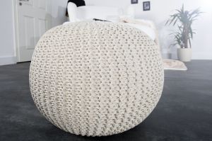 Puf/podnóżek Knitted Ball - biały - Silver