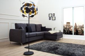 Lampa stojąca Infinito czerń ze złotem