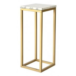 RGE :: Wysoki stolik / piedestał Accent mosiądz - marmurowy blat, wys. 65 cm