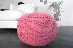 Puf/podnóżek Knitted Ball - różowy - różowy