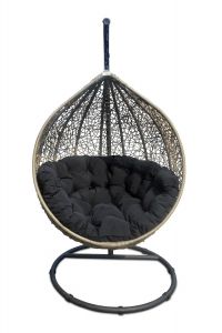 Miloo :: Fotel wiszący Cocoon beżowo-czarny - brązowo-czarny