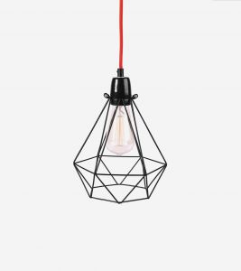 Filamentstyle :: Lampa wisząca Diamond #1 czarno/czerwona - klosz: czarny || kabel: czerwony
